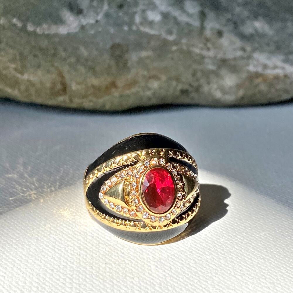 NEW Heirloom Collection Ruby & Rhinestone Statement Ring - Picture 10 of 16